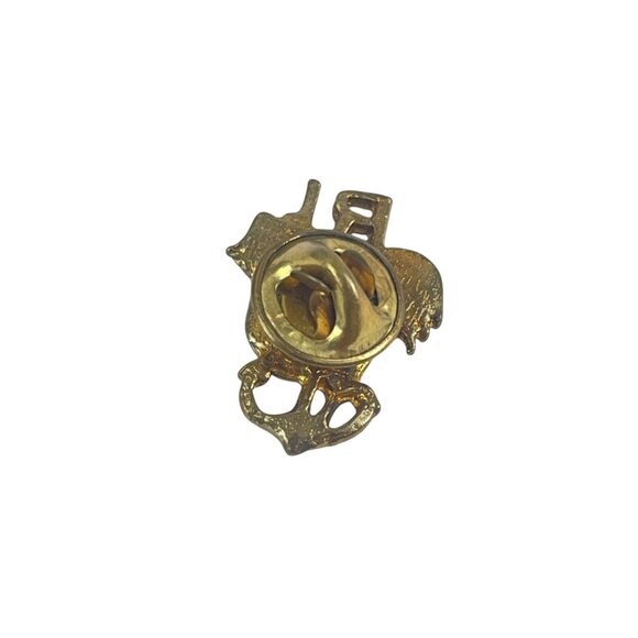 Vintage Red & Gold Enamel Rhode Islan Rooster Lapel Pin Badge Secure Clutch Back - Picture 4 of 9